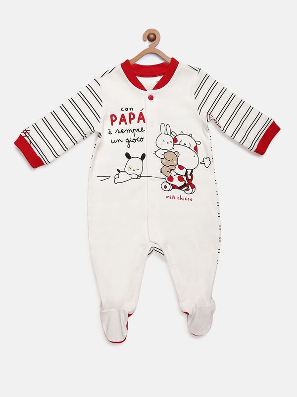 Printed Front Opening Babysuit- Cow Milk Graphic image number null